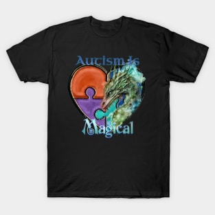 Autism Awareness Puzzle Dragon Autism Is Magical T-Shirt